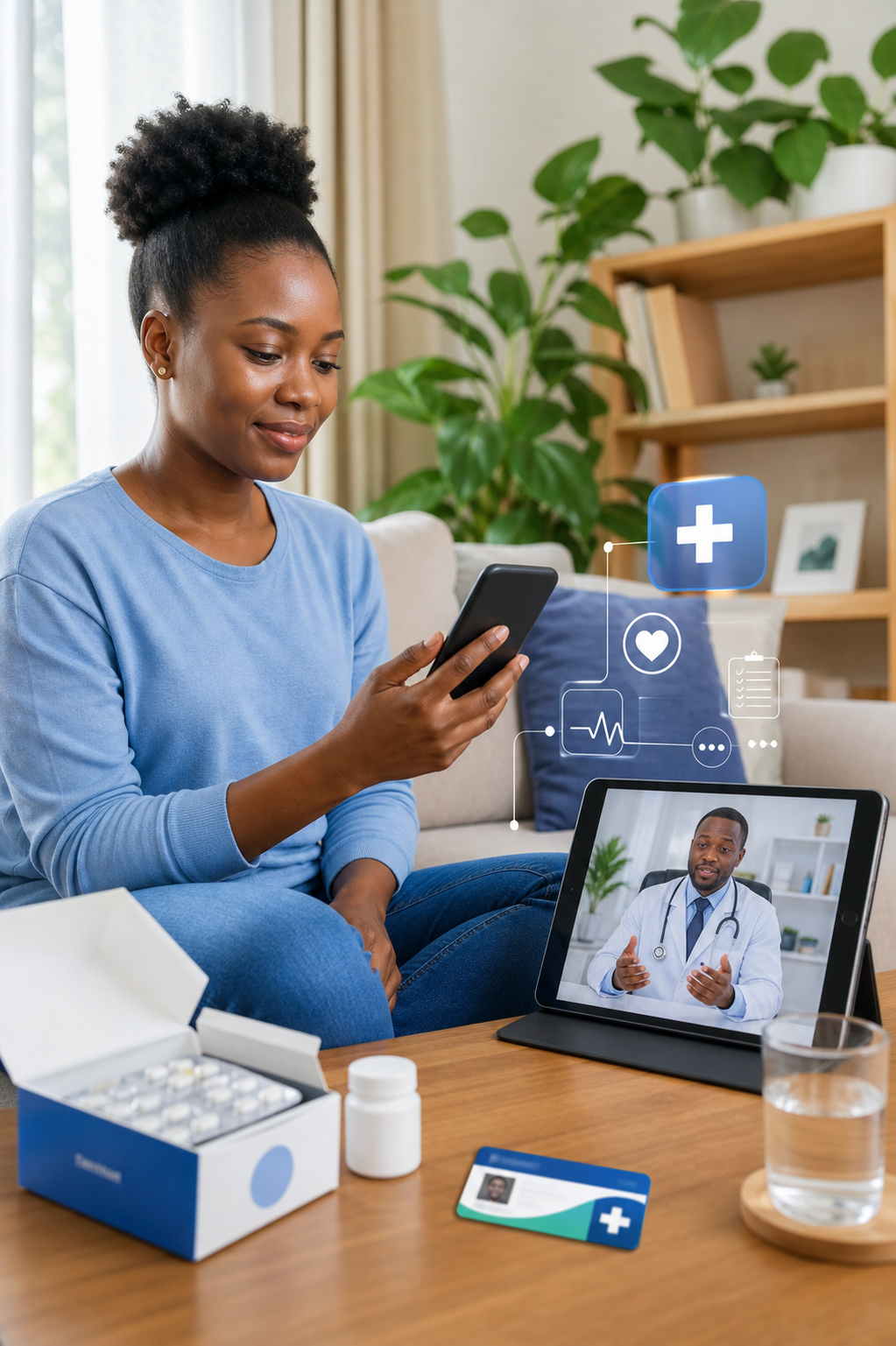 Patient using telemedicine services from home